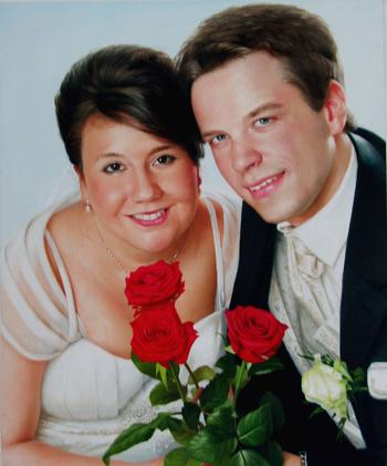 Custom Hand-painted Wedding Portrait Oil Painting From Photo